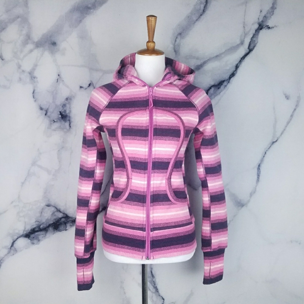 Lululemon Jacket Scuba Hooded Stripe Pink Ombre